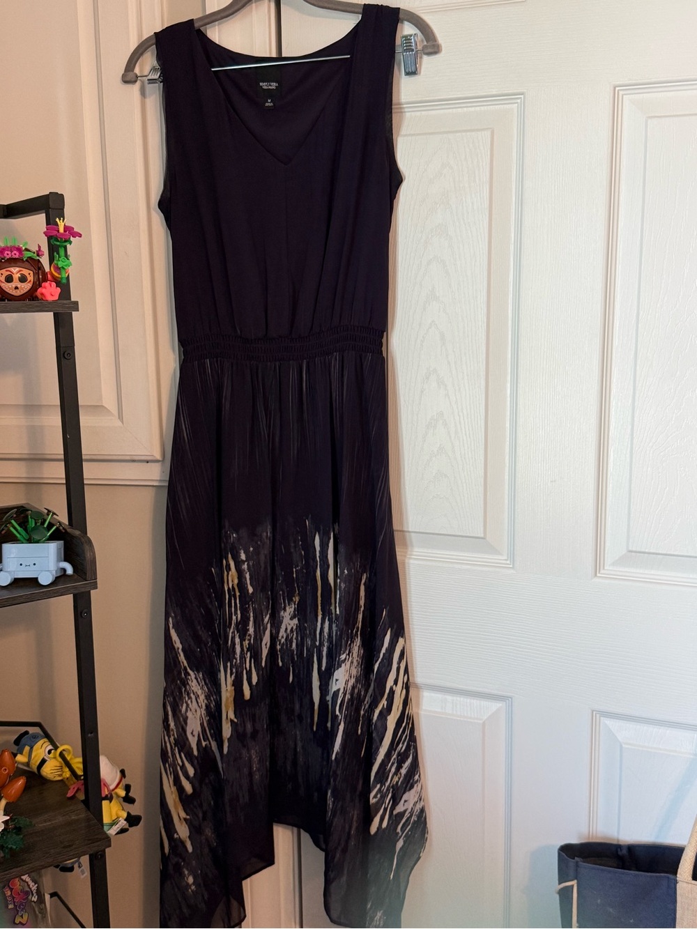 Simply Vera Vera Wang M Navy Blue Abstract Print Maxi Dress